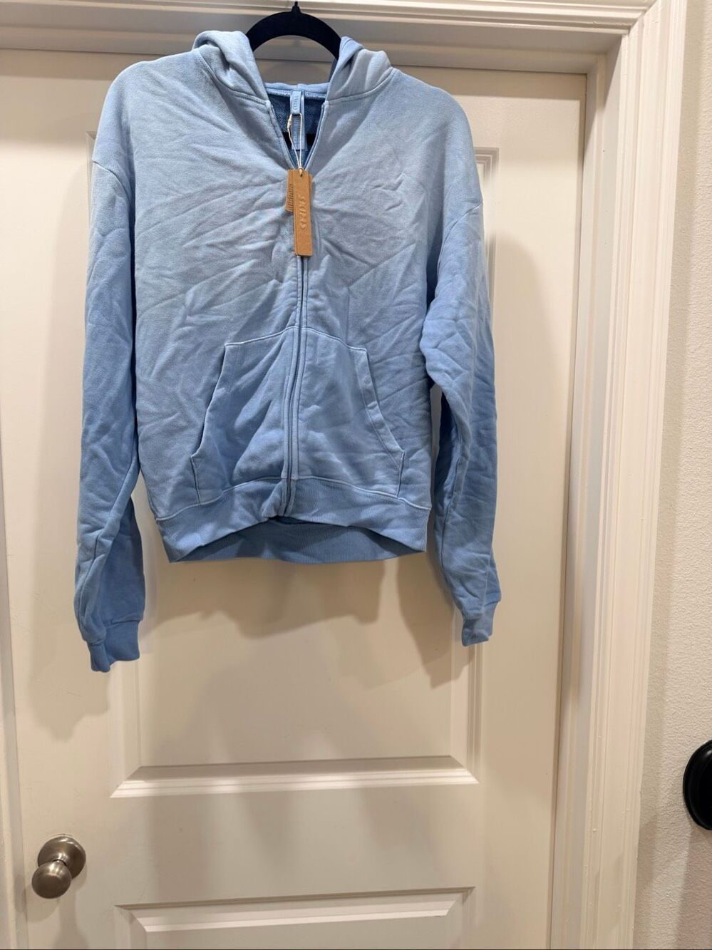 SKIMS French Terry Zip Up Hoodie Blue Bell Light Blue Pastel Size XS New